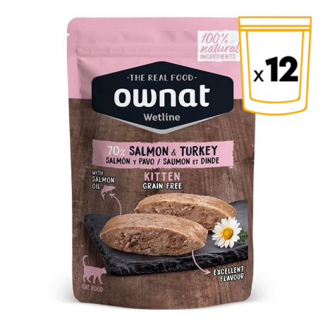 Ownat Wetline comida húmeda para gatos kitten salmon & turkey