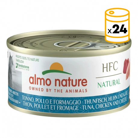 Almo Nature HCF Natural Comida Húmeda para Gatos con Atún, Pollo y Queso