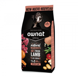 Ownat Ultra Low Grain Medium Lamb&Rice Croquettes pour Chiens de Taille Moyenne