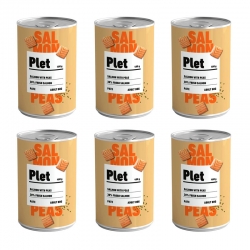 Pack x6 PLET Aliment complet pour chien adulte. Saumon et petits pois
