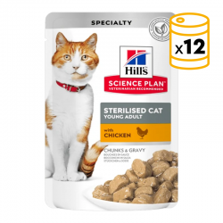 Pack x12 sacchetti Science Plan per gatti adulti sterilizzati con pollo