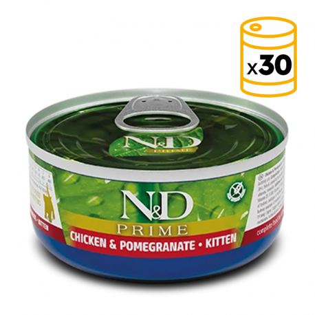 Pack de latas Farmina ND Prime para gatitos de Pollo y Granada
