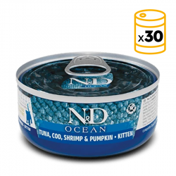 Farmina ND Ocean Pack de latas para gatitos de Atún, Bacalao, Gambas y Calabaza