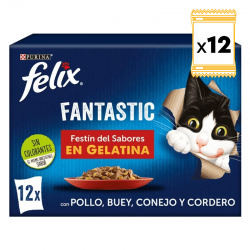 Felix Fantastic Caja Multipack Comida húmeda para Gatos en Gelatina Selección de Carnes