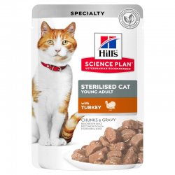 Hills Sterilised Cat Comida Húmeda para Gatos Esterilizados en Bocaditos con Pavo