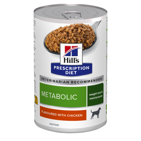 Pack x12 lattine Hills Canine Metabolic da 370 gr per cani