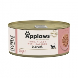 Applaws Latas de Comida Húmeda en Caldo para Gatos con Atún y Salmón