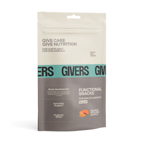 Givers Puppy Snack Natural Para Cachorros con Salmón y Lenteja Roja