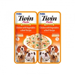 Inaba Twin Comida Húmeda para Perros Pollo con Vegetales y Ternera en Caldo