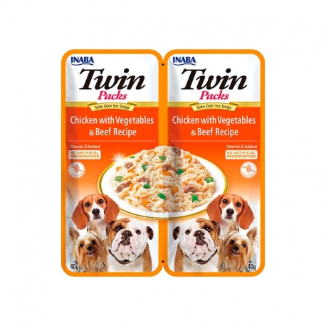 Inaba Twin Comida Húmeda para Perros Pollo con Vegetales y Ternera en Caldo