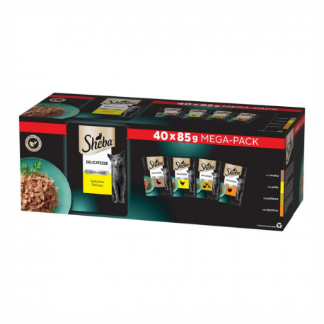 Sheba Delicatezze Multipack Surtido de Comida Húmeda en Gelatina para Gatos Selección de Aves