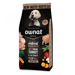 Ownat Ultra Low Grain Medium Light Mangime per Cani di Taglia Media in Sovrappeso