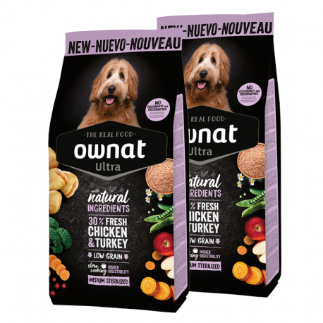 Ownat Ultra Low Grain Medium Sterilized Mangime per Cani Sterilizzati di Taglia Media