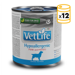 Pack de latas Farmina Vet Life Hypoallergenic para perro con Cerdo
