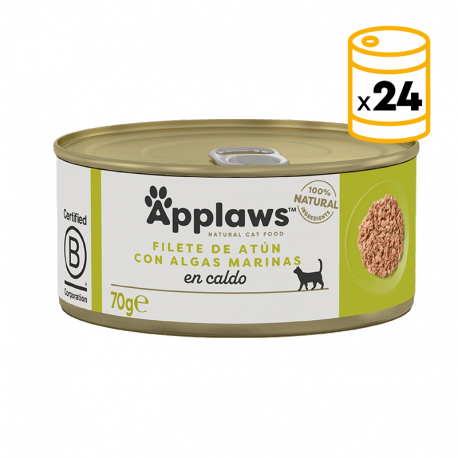 Applaws Latas de Comida Húmeda en Caldo para Gatos con Atún y Algas