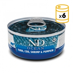 Pack Farmina ND Ocean scatolette per gatti al tonno, merluzzo e zucca.