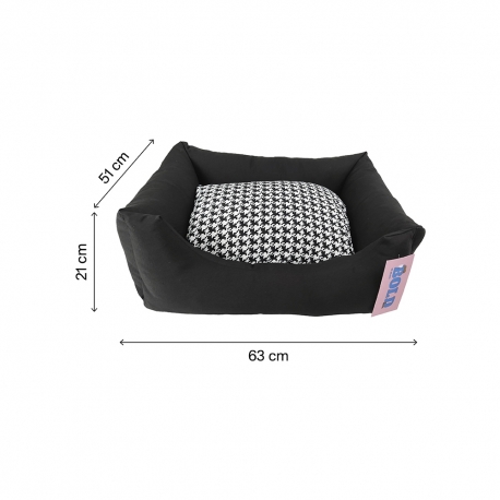 Cama Bold Neo Black Houndtooth Para Perros