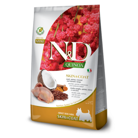 Farmina ND Quinoa Skin Coat Pienso para perros Minis de Codorniz