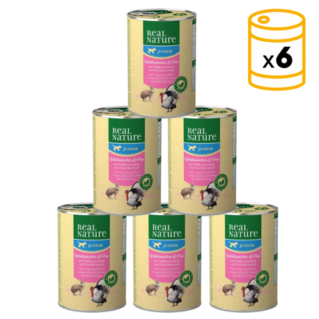 Real Nature Classic Latas Para Perros Junior Conejo Pavo