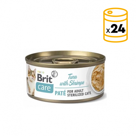 Brit care cat sterilized pate atun con gambas latas para gato