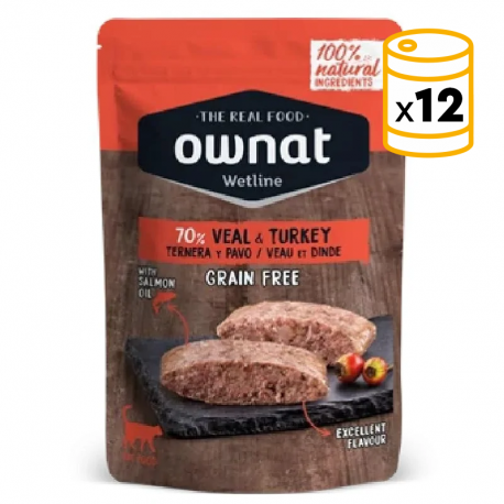 Ownat Wetline comida húmeda para gatos veal & turkey