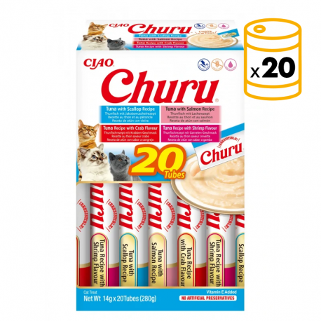 Pack Churu para gato adulto Pure Mix de Atún Con Marisco 20x14gr