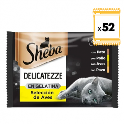 Sheba Delicatezze Multipack Comida Húmeda en Gelatina para Gatos Selección Aves