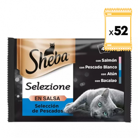 Sheba Selezione Caja Multipack Comida Húmeda en Salsa para Gatos Selección de Pescado