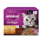 Whiskas Multipack Pure Delight Comida húmeda en Gelatina para Gatos Selección Aves