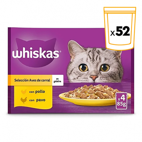 Whiskas Comida húmeda en Gelatina para Gatos Selección de Aves