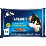 Felix Fantastic Comida húmeda para Gatos en Gelatina Selección de Pescados