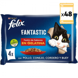 Felix Fantastic Comida húmeda para Gatos en Gelatina Selección de Carnes