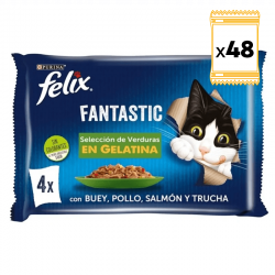 Felix Fantastic Comida húmeda para Gatos en Gelatina Selección de Verduras