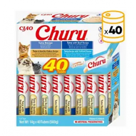 Pack Churu para gato adulto Pure Mix de Atún y Pollo 40x14gr