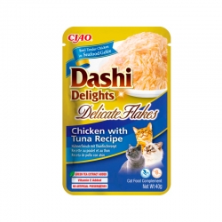 Churu Dashi Delight Flakes Comida Húmeda en Caldo con Pollo y Atún