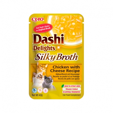 Churu Dashi Delights Silky Broth Comida Húmeda en Caldo con Pollo y Queso