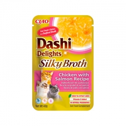Churu Dashi Delights Silky Broth Comida Húmeda en Caldo con Pollo y Salmón