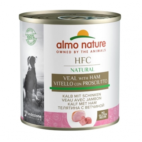 Almo Nature HCF Natural Comida Húmeda con Caldo para Perros con Ternera y Jamón
