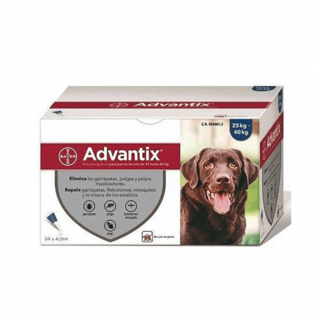 Advantix Pipetas antiparasitárias para cães de grande porte +25kg 24 Pipetas.