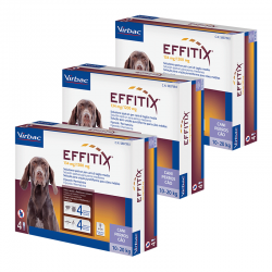 Effitix Antiparasitário Pack 3 unidades (12 Pipetas) para Cães de Médio Porte (10-20kg).