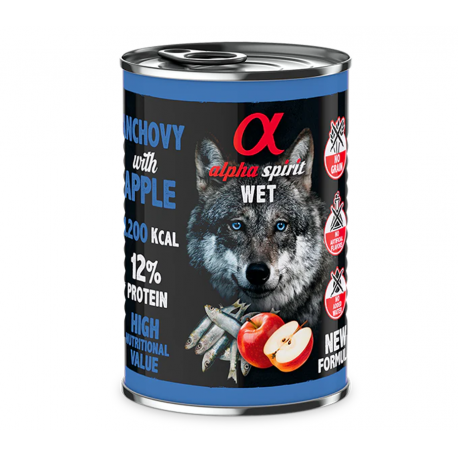 Alpha Spirit Comida Húmeda Para Perros con Boquerón y Manzana