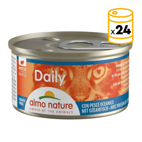 Almo Nature Daily Comida Húmeda en Mousse para Gatos con Pescado del Océano