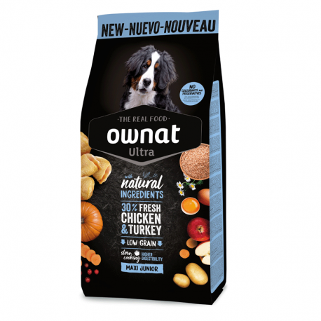 Ownat Ultra Low Grain Maxi Junior Ração para Filhotes Grandes